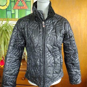 Vintage Y2K Tommy Jeans Puffer Quilted Jacket Women's Black Hilfiger Sz L